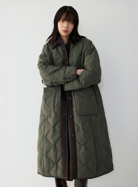 STUDIO TOMBOY 灯芯绒领长款羽绒服 女宽松通勤保暖轻便羽绒服