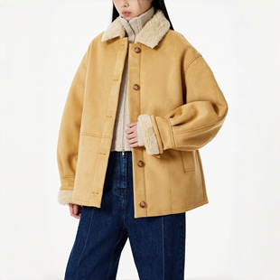 官方补货 STUDIO TOMBOY 仿麂皮仿皮草外套 女中长款保暖气质外套