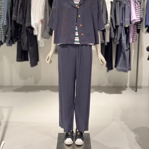 STUDIO TOMBOY亚麻抽绳休闲裤 夏季薄款透气阔腿裤显瘦长裤