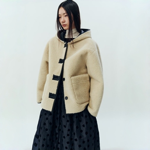 STUDIO TOMBOY 2025 秋冬双面穿连帽皮革夹克 羊羔毛宽松休闲外套