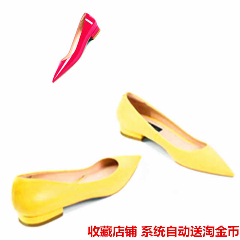 漆皮单鞋俏佳女浅口尖头平底矮跟