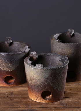 六合堂围炉煮茶柴烧炭炉碳炉煮奶茶手工粗陶陶泥风炉煮茶炉酒精炉