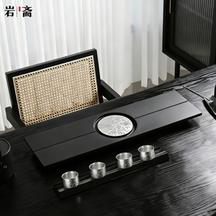 天然乌金石头茶盘纯钛现代简约轻奢高级感干泡台功夫茶具茶海茶台