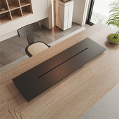 乌金石茶盘天然大号石盘茶海石头刻字茶台现代嵌入式 家用排水简约