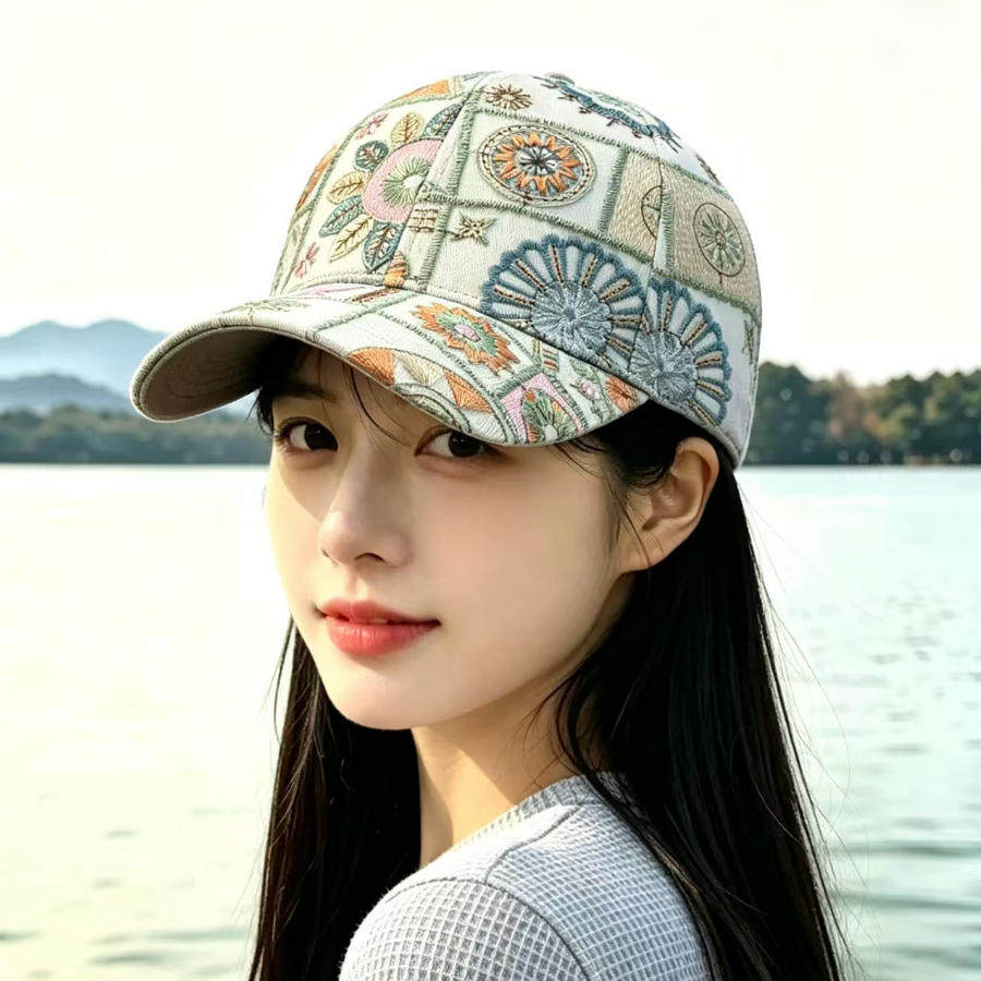 民族风刺绣防晒遮阳棒球帽女款