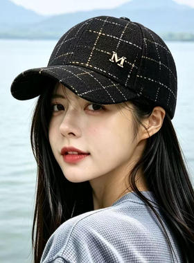 韩版小香风格纹M标女棒球帽