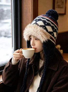 冬季保暖护耳毛线帽女显脸小
