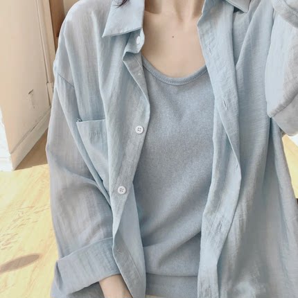 防晒衬衫上衣女夏季2025新款韩系百搭设计感小众长袖衬衣薄款外套