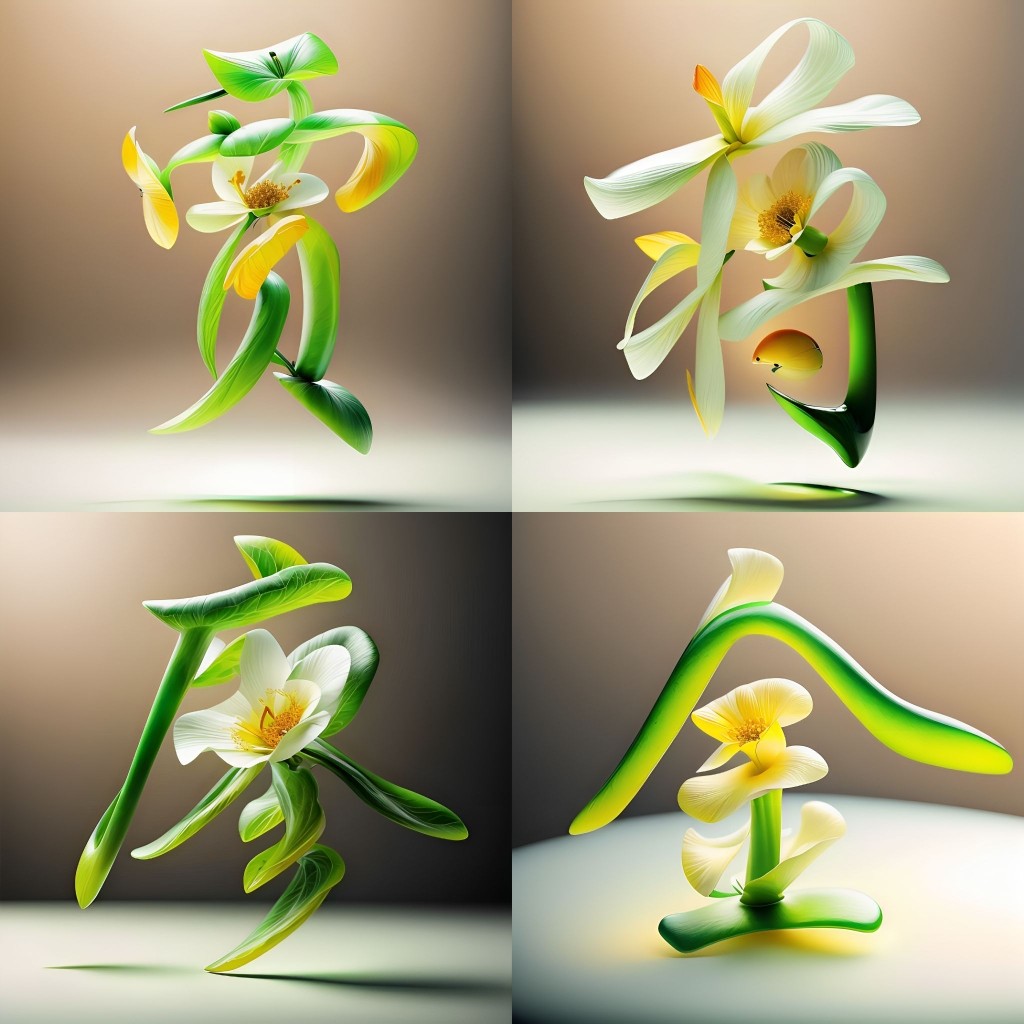 抖音直播间同款绿色小花ai艺术字姓氏高清头像签名定制作素材设计