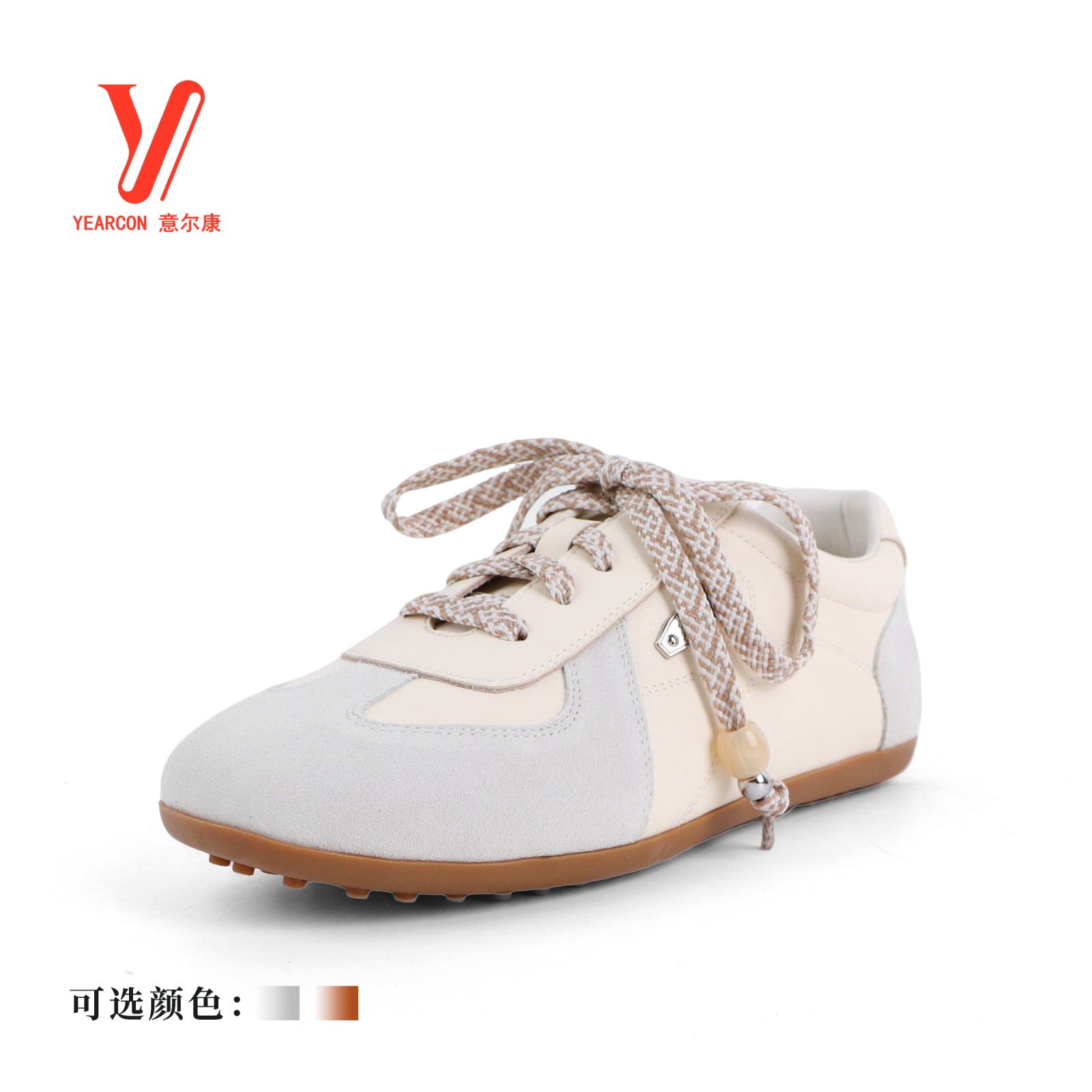 意尔康女鞋2026春季新款拼色轻便软底低帮系带德训鞋6181GD31912Y