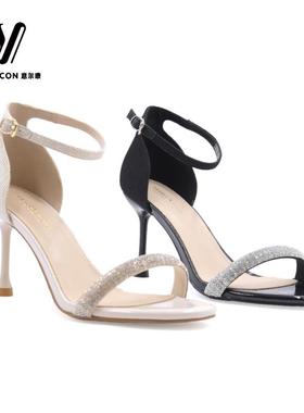 意尔康凉鞋女2023夏季今年新款细高跟绝美不灵不灵的包跟鞋12186