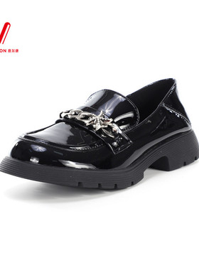 意尔康女鞋2026春季新款英伦风乐福鞋一脚蹬小皮鞋女6262ZB23030Y