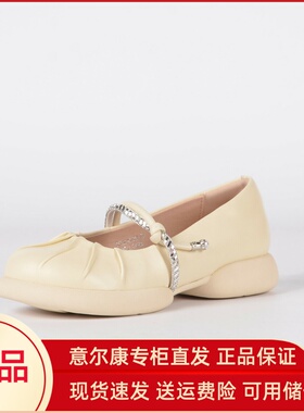 意尔康玛丽珍女鞋2024新款品牌真皮法式小香风配裙子小皮鞋36396