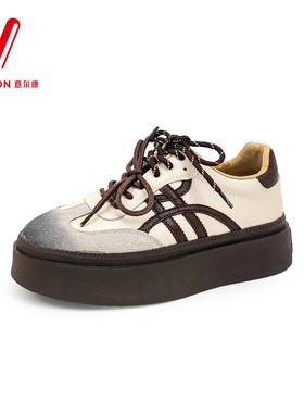 意尔康女鞋2026春季新款时尚双系带休闲鞋厚底运动鞋5572GD30992Y