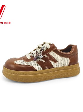 意尔康女鞋2026春夏季新款复古运动德训鞋厚底休闲鞋6271GD32306Y