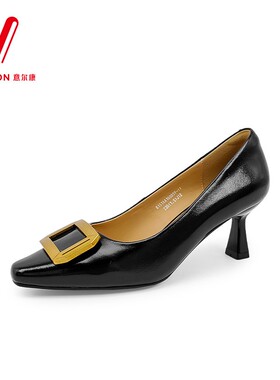 意尔康女鞋2026春季新款法式方头细跟一脚蹬浅口单鞋6151AA16005Y