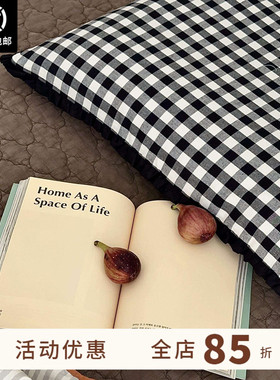 现货▲ 搭配jue啦！ASAROOM 韩国纯棉黑白格纹枕套 格子枕头套