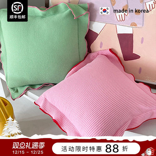 现货▲心动浅春系高级抱枕asaroom韩国纯手工华夫格30*30靠枕靠垫