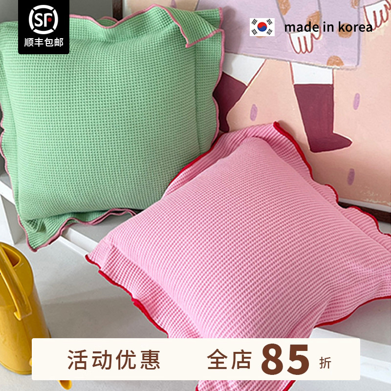 现货▲心动浅春系高级抱枕asaroom韩国纯手工华夫格30*30靠枕靠垫