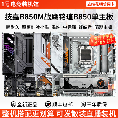 技嘉主板B850M战鹰魔鹰X猎鹰冰雕电竞雕妹铭瑄终结者华擎暗潮主板