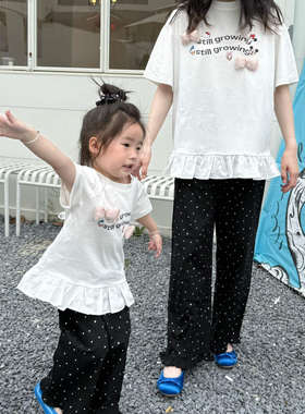 夏季母女纯棉宽松短袖T恤