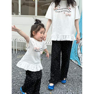 亲子装母女款纯棉短袖t恤洋气夏季新款高端韩版宽松短袖上衣百搭