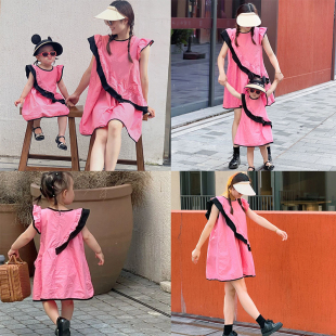 母女连衣裙2025夏新款多巴胺穿搭女童度假旅游海边沙滩拍照亲子装