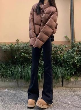 QGL 黑色微喇叭牛仔裤女2025秋冬新款喇叭裤高腰弹力显瘦马蹄裤子