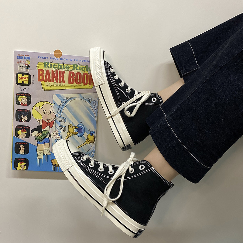 新款高帮帆布鞋evenstar百搭