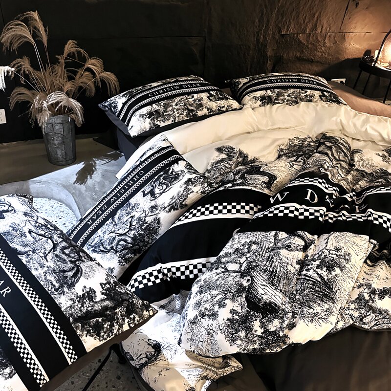 2026新款美式大牌风四件套潮牌被套秋冬床单床笠轻奢被罩床上用品