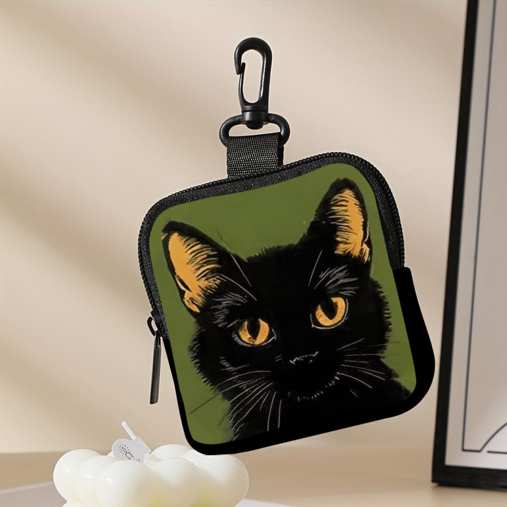 小猫印花零钱包防水仿皮拉链便捷式收纳袋多功能迷你耳机包挂包,节庆用品/礼品,创意零钱包,淘宝优惠券,粉丝福利购,淘宝优惠卷