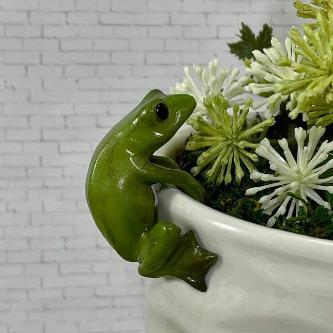 卡通小青蛙花盆小挂饰庭院盆景装饰摆件创意动物树脂多肉花盆挂件