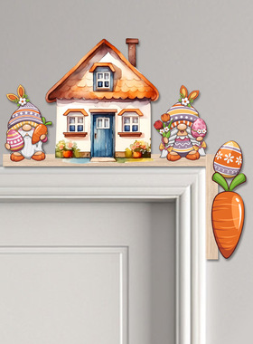 兔子木质字母摆件门角装饰