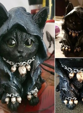 树脂黑猫庭院门口摆件