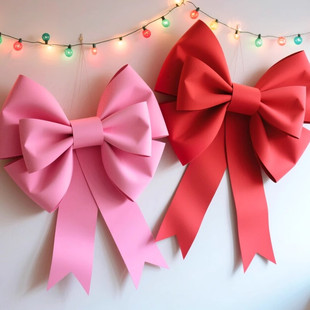 超大粉色蝴蝶结装 旦 饰墙上红色新年氛围布置生日拍照道具马年元