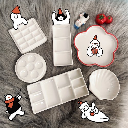 水彩颜料画画陶瓷调色盘