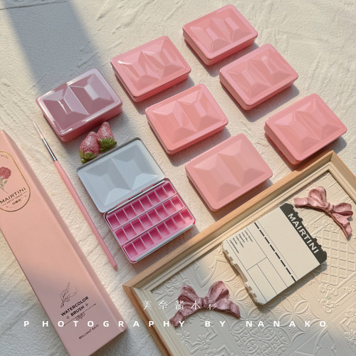 粉色调色盒水彩盒fome重搪瓷