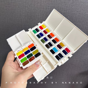 portable painter便携水彩调色盘24色颜料盒旅行迷你口袋分装盒
