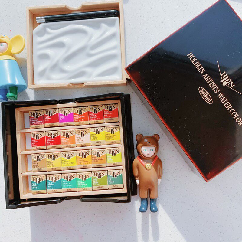 日本荷尔拜因hb越前漆48色固体水彩颜料套装