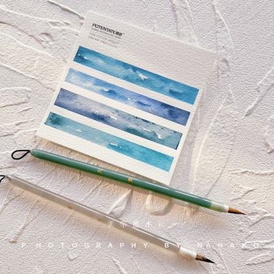 天青色等烟雨 水彩毛笔勾线笔画笔细节水彩笔国风笔架