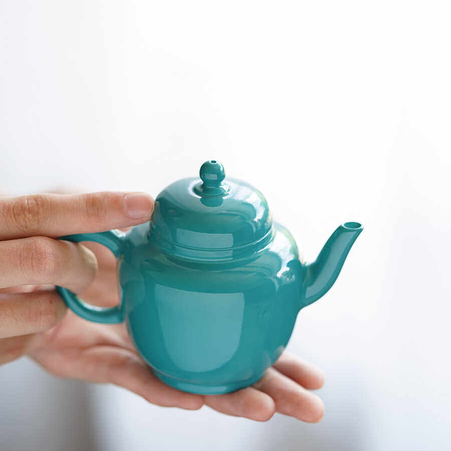 心歌古风景德镇松石绿釉宫灯壶球孔茶壶功夫茶壶