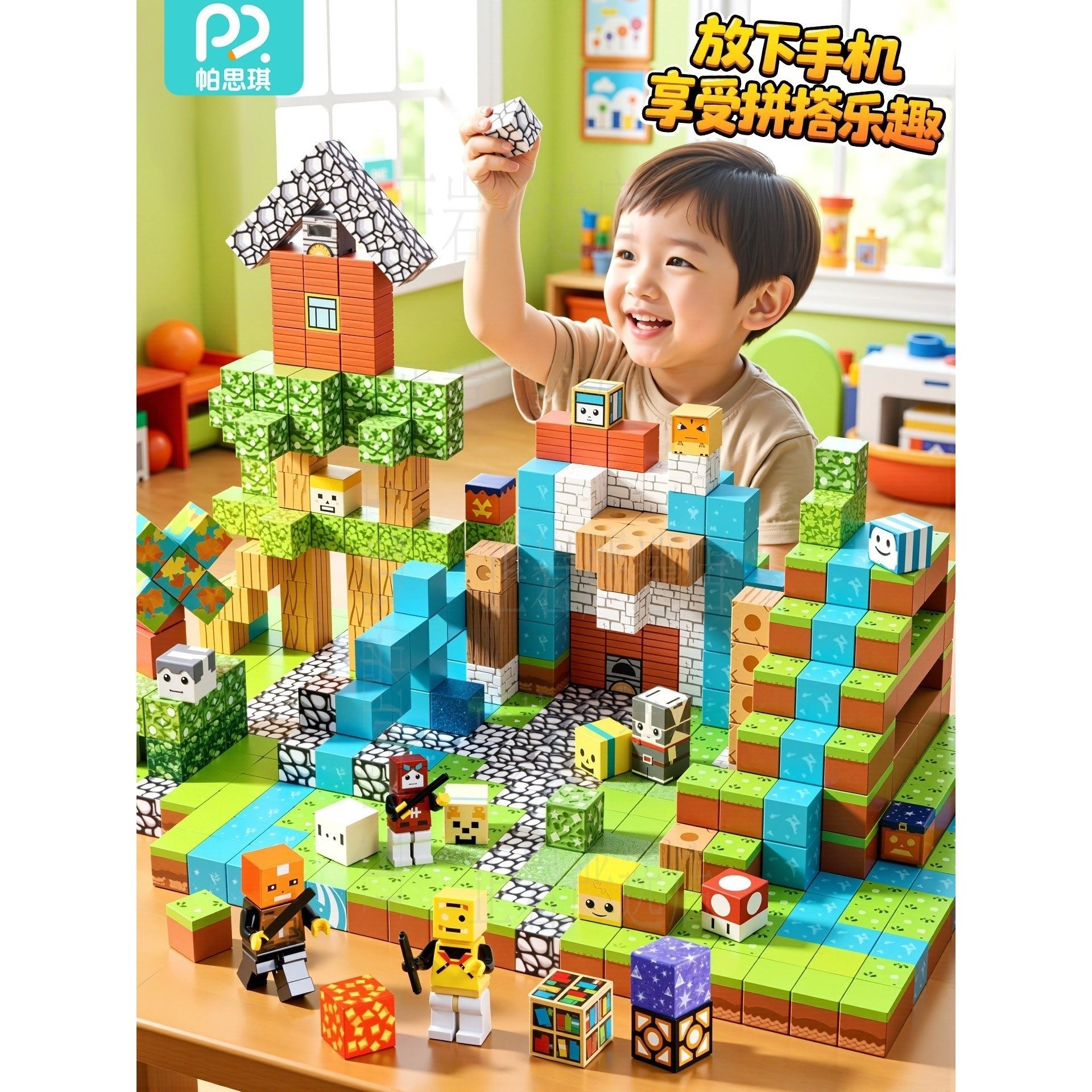 吸力磁铁积木磁吸玩具方块儿童磁力益智拼装男孩女孩儿童礼物玩具,玩具/童车/益智/积木/模型,磁力片/磁性棒/磁性积木,淘宝优惠券,粉丝福利购,淘宝优惠卷