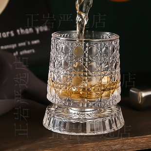 喝酒专用杯高档颜值威士忌白兰地啤酒杯古典洋酒杯转转杯解压高级