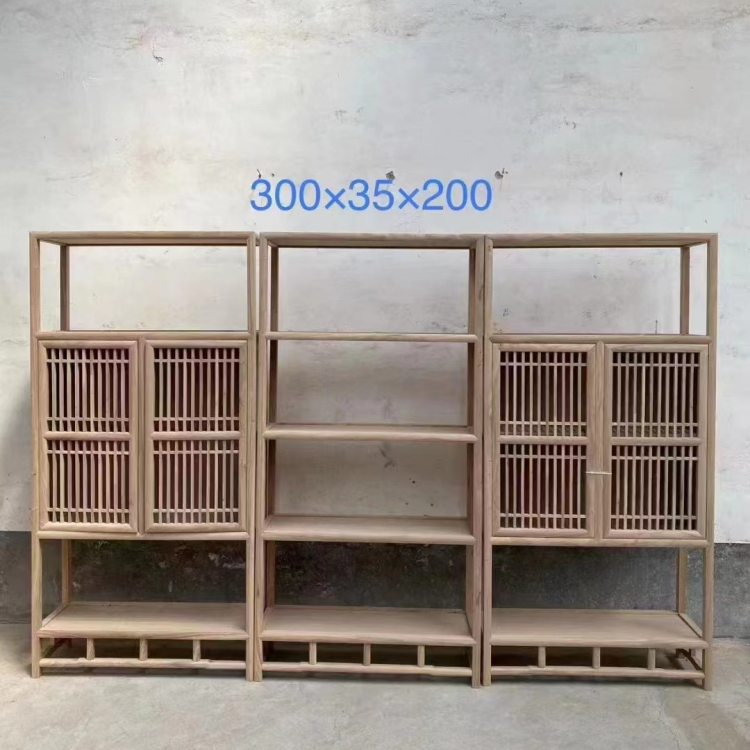 新中式榆木博古架实木多宝格榫卯结构展示柜储物架白茬白胚