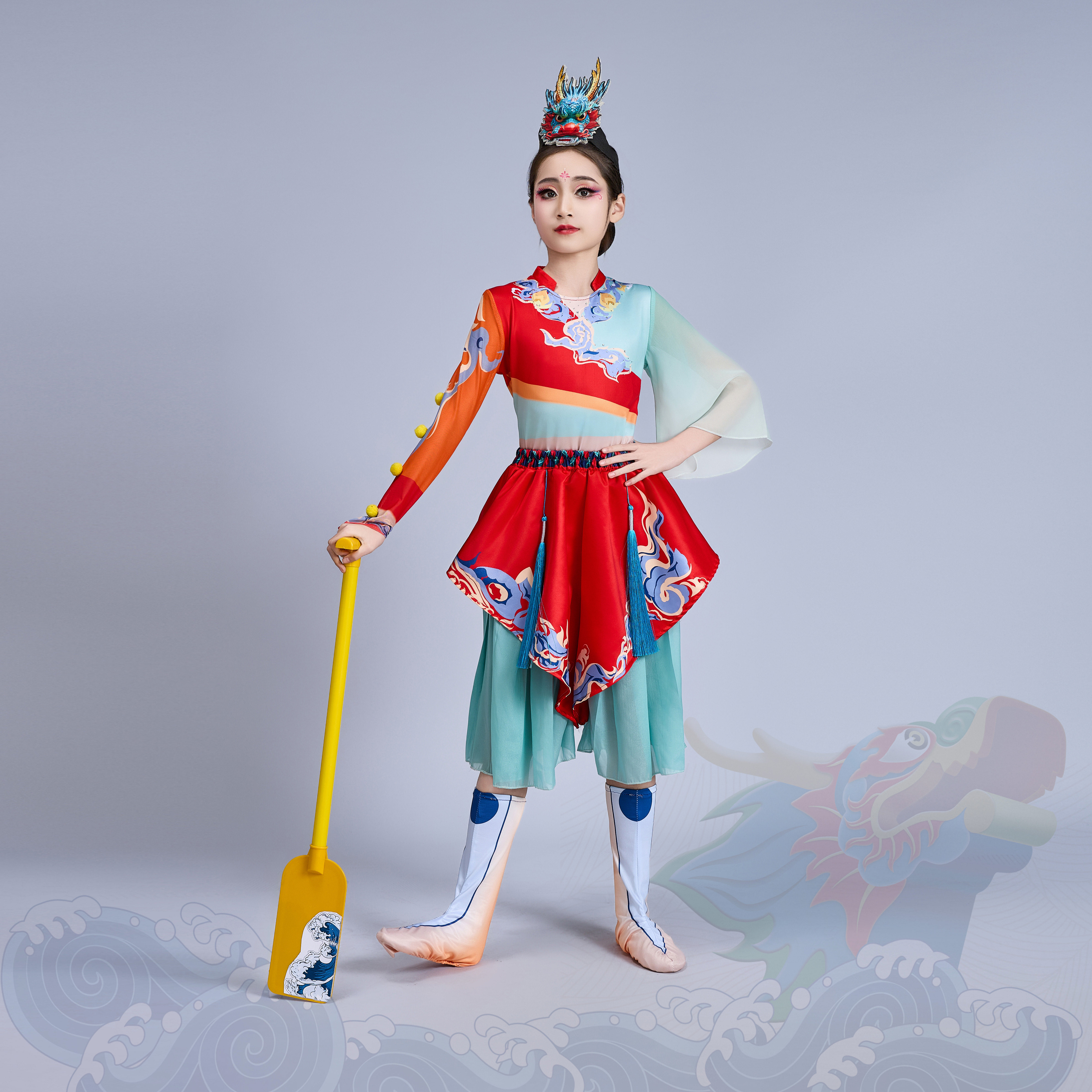 龙舟谣舞蹈演出服儿童合唱朗诵服少儿打腰鼓服潮汕莺歌舞表演服女