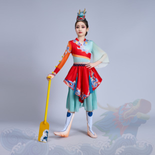 龙舟谣舞蹈演出服儿童合唱朗诵服少儿打腰鼓服潮汕莺歌舞表演服女