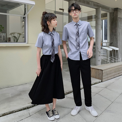 6951 衬衫领带P38  女裙P38 男裤P35  情侣装毕业校服学院风套装
