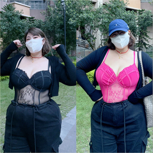 100-220斤大码性蕾丝连体内搭女