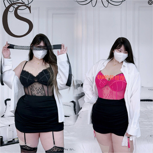 大码女装性感鱼骨蕾丝连体衣内衣