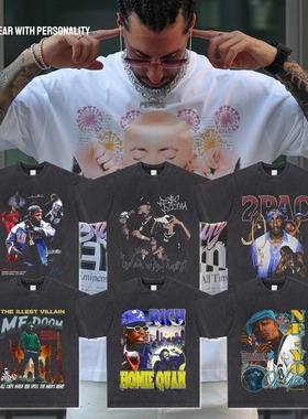 Travis Scott嘻哈说唱歌手短袖Eminem ASAP BIG 2pac美式T恤jcole